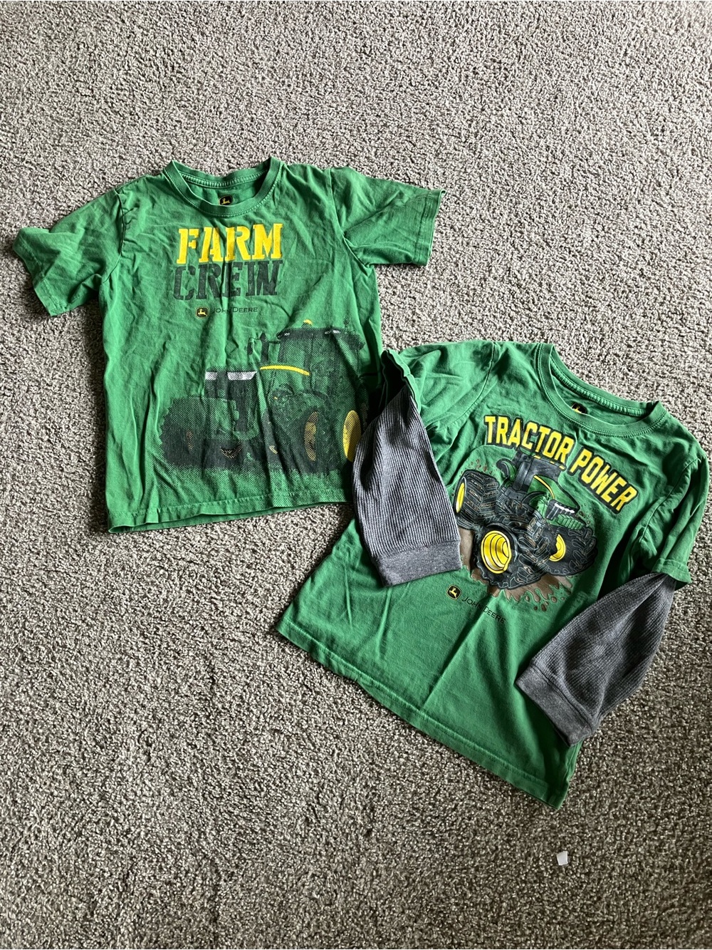 John Deere Green Tractor Tees with Yellow Accents